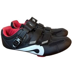 Peloton Cycling Shoes w/Delta Cleats Hook-And-Latch Closure Black Red Size EU 45